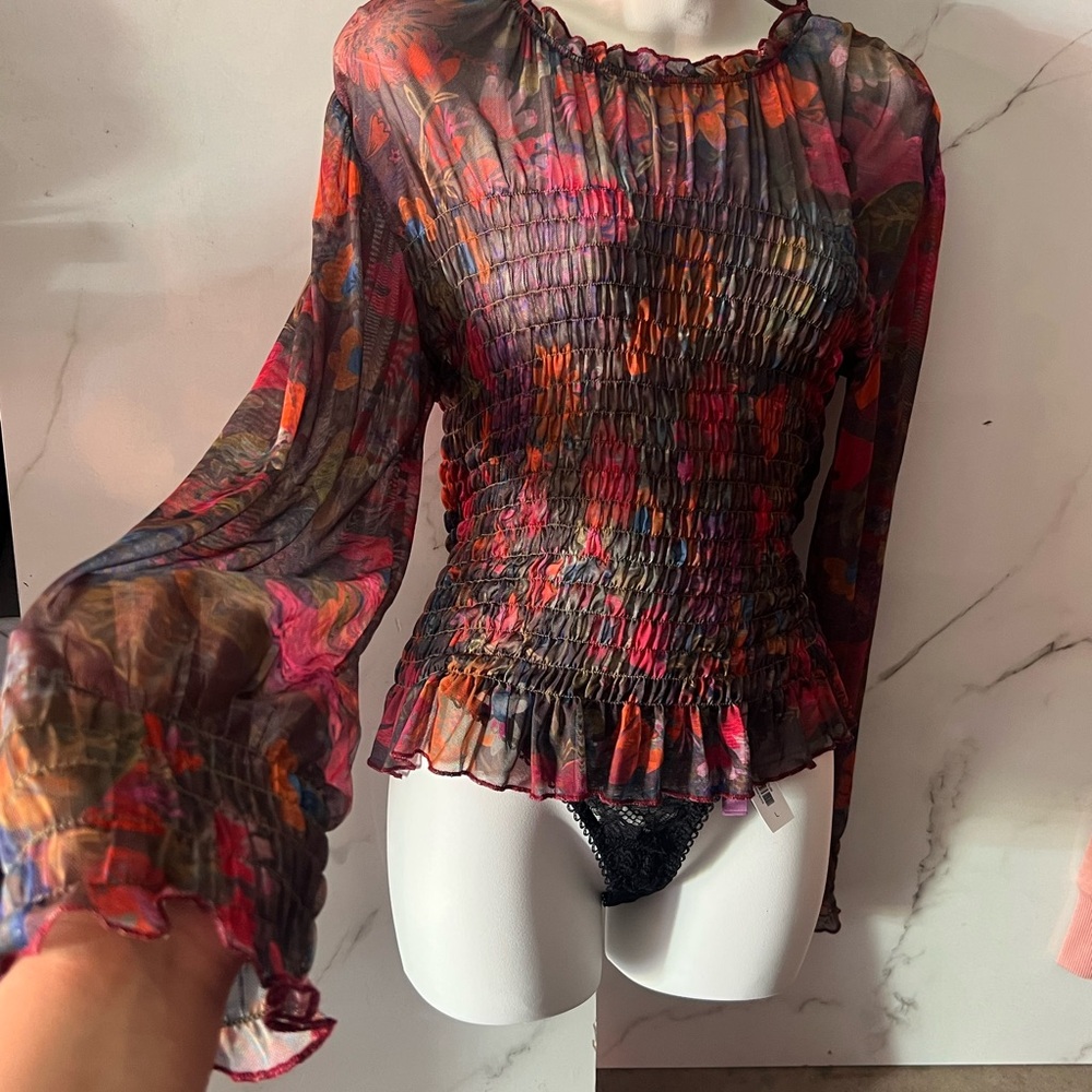NATURAL LIFE Vibrant Sheer Multicolor Blouse